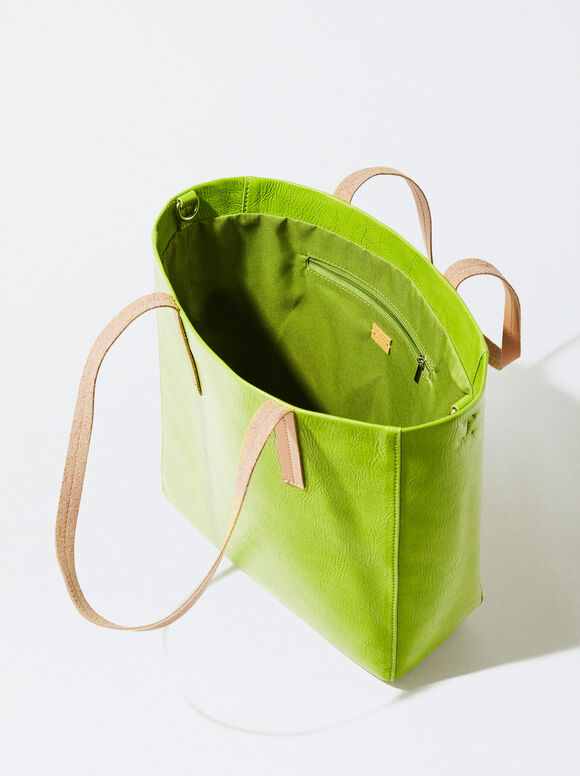 Sacola de compras personalizável em couro envernizado - Verde