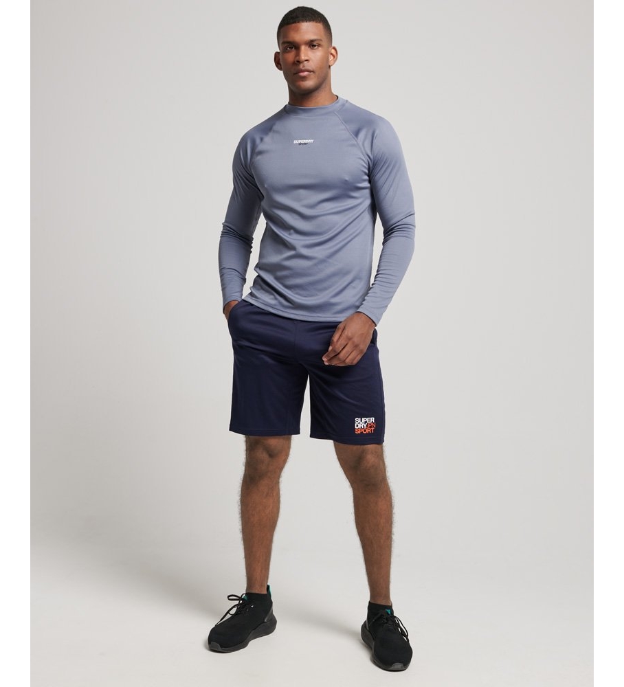 Camisa Superdry Train Collar, azul acinzentado