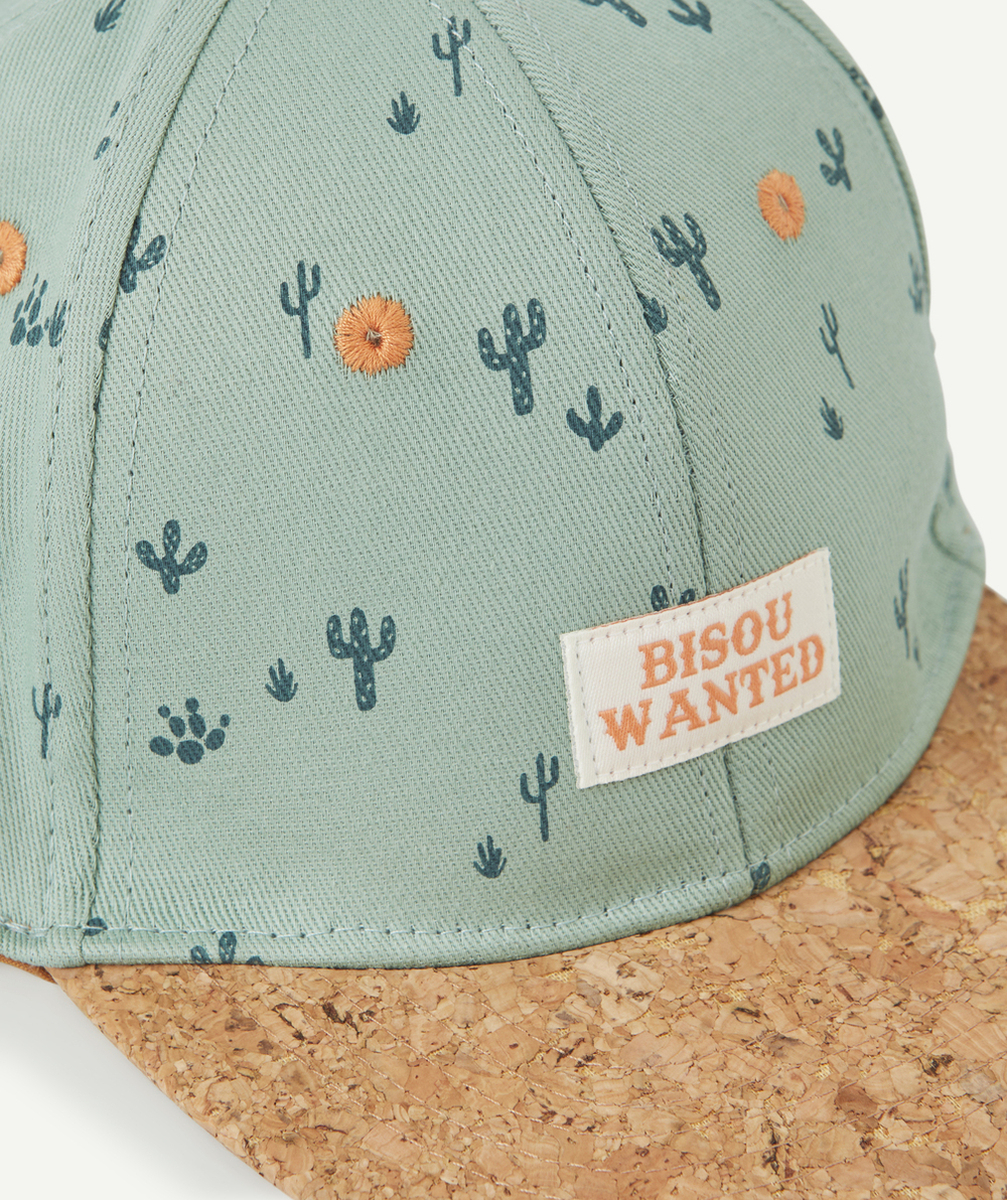 CASQUETTE GARÇON VERT AVEC CACTUS ET VISIÈRE EFFET LIÈGE