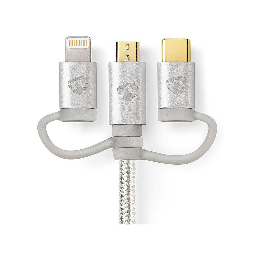 Cable 3-en-1 USB 2.0 vers micro-USB / USB-C / Lightning - 1 m