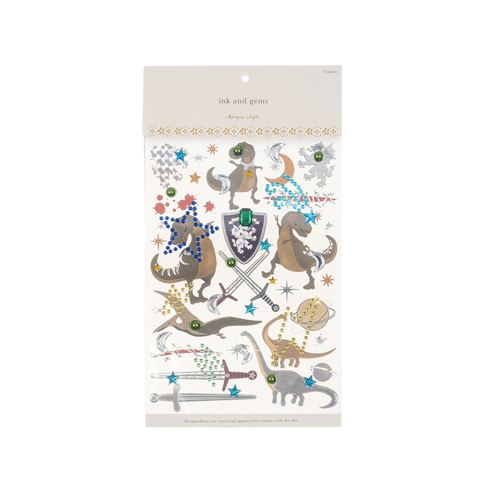 Tattoos und Glitzersteine Dinosaurier
