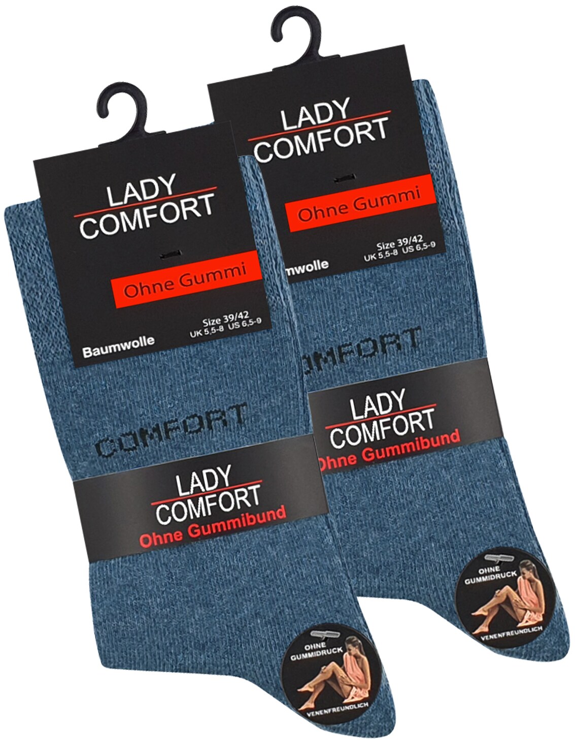 Cotton Prime® 10 Paar Damensocken ohne Gummibund