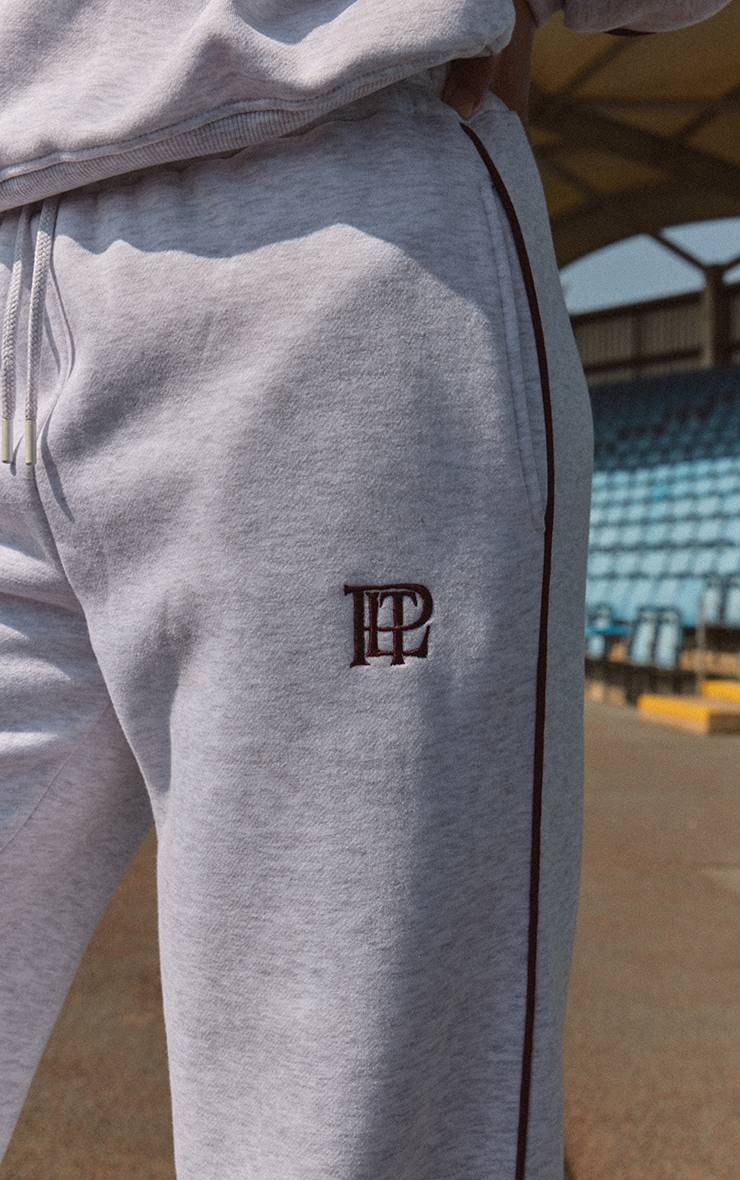 Gris Cendré Joggers Resserrés Avec Passepoil Contrasté Plt