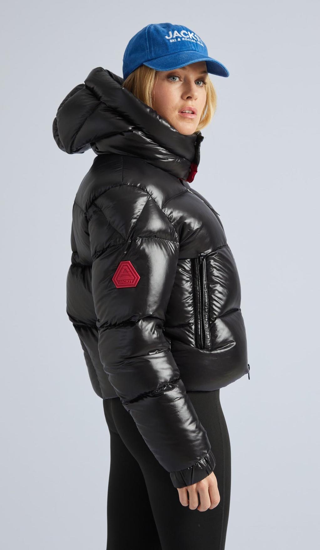 EZ Slick Puffer Hooded Jacket V2 Dame Black/Red