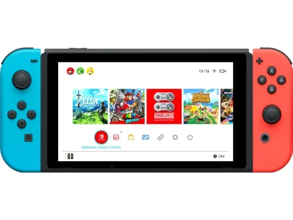 Nintendo | Switch V2 - Spilkonsol - Full HD - 32GB - sort | Inkl. 2 x Joy-Con (Neonrød/Neonblå)