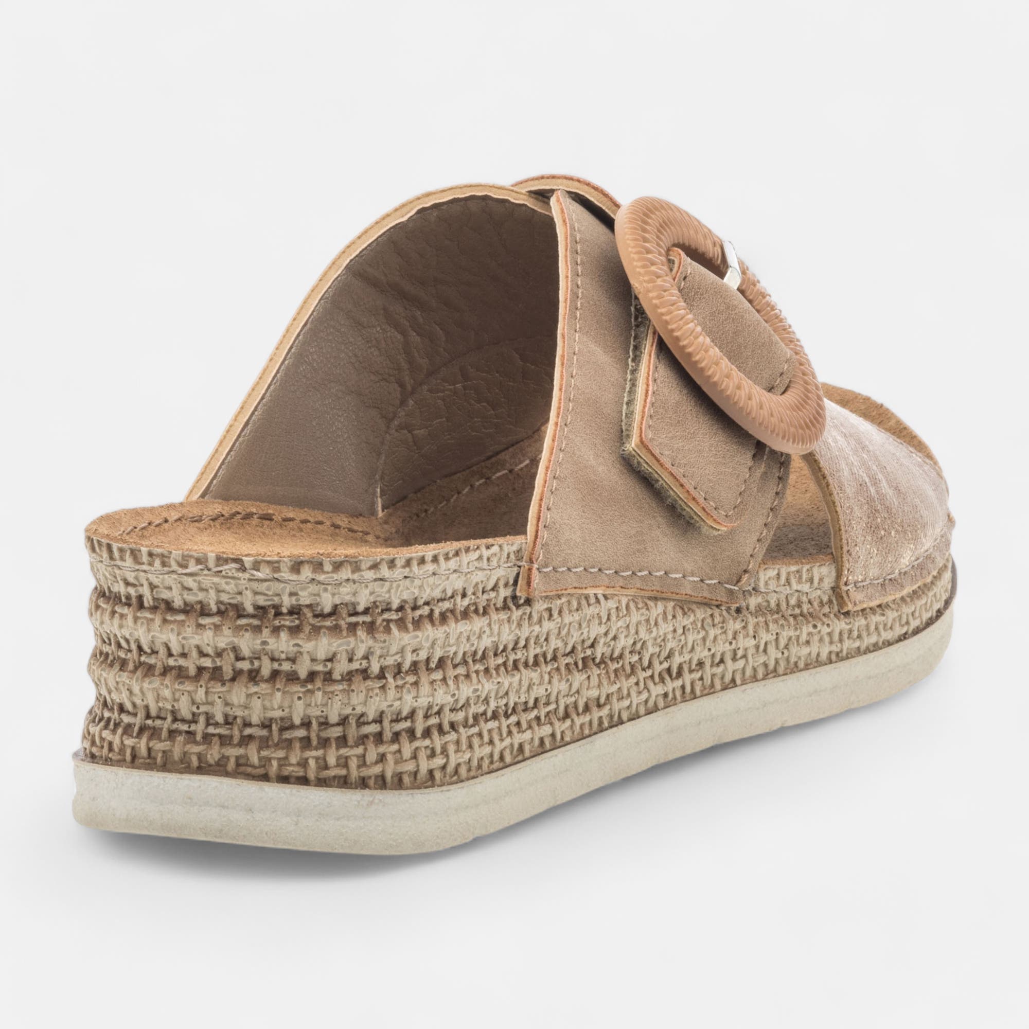 Mules à talon compensé Femme taupe