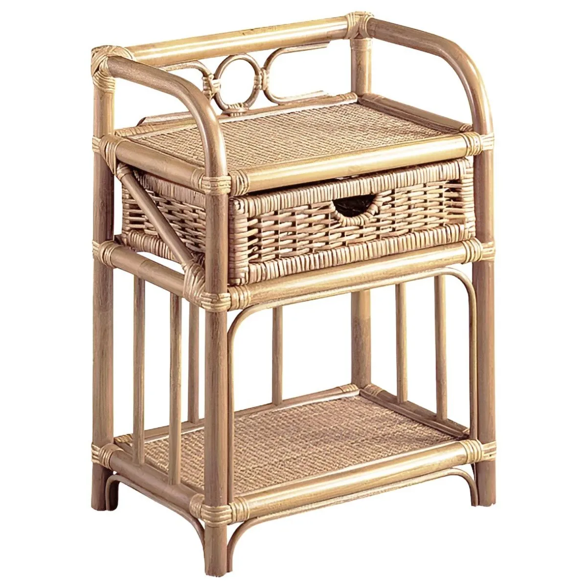 Aubry Gaspard Table de chevet en rotin Madiun
