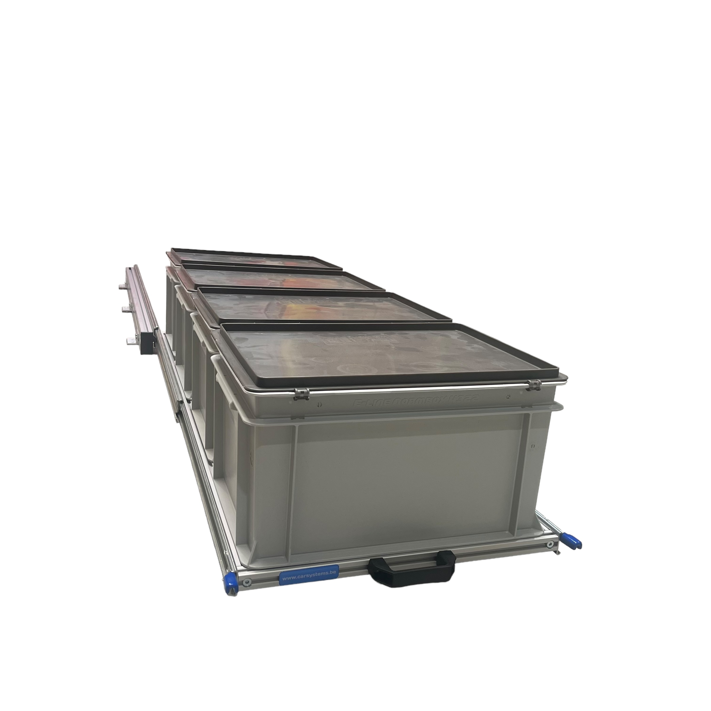 Aluminium schuifframe 120x40 cm met 4 bakken en deksel