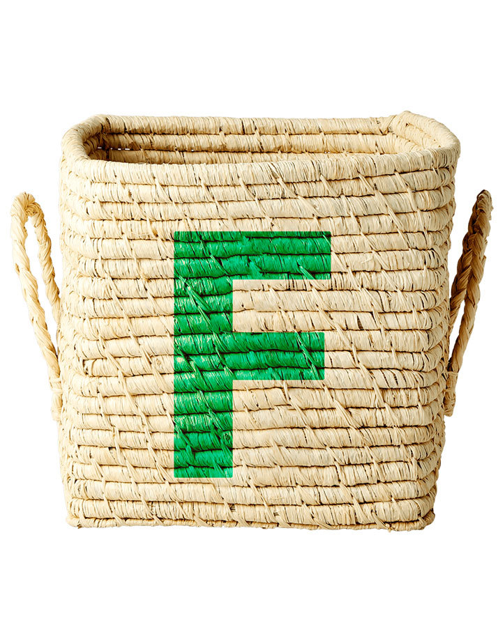 Raffia-Korb SQUARE – LETTER F