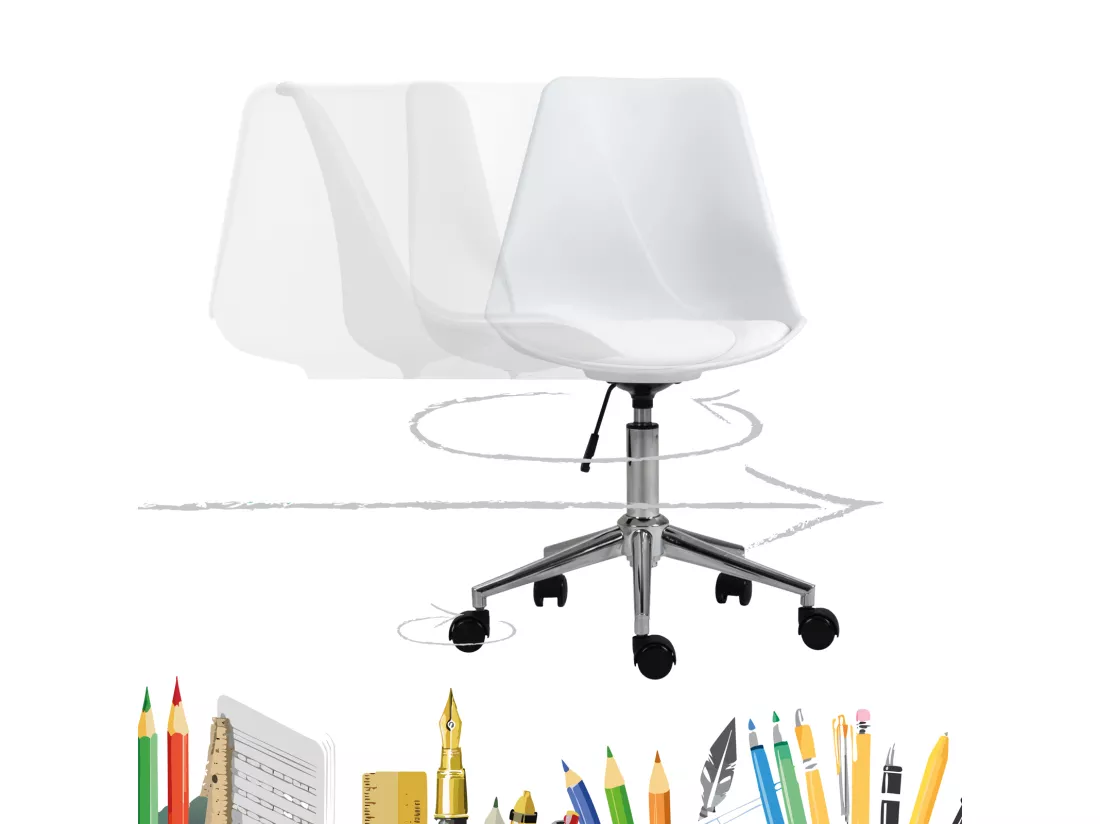 SVITA EDDY chaise de bureau pour enfants chaise pivotante chaise de bureau pour enfants blanc