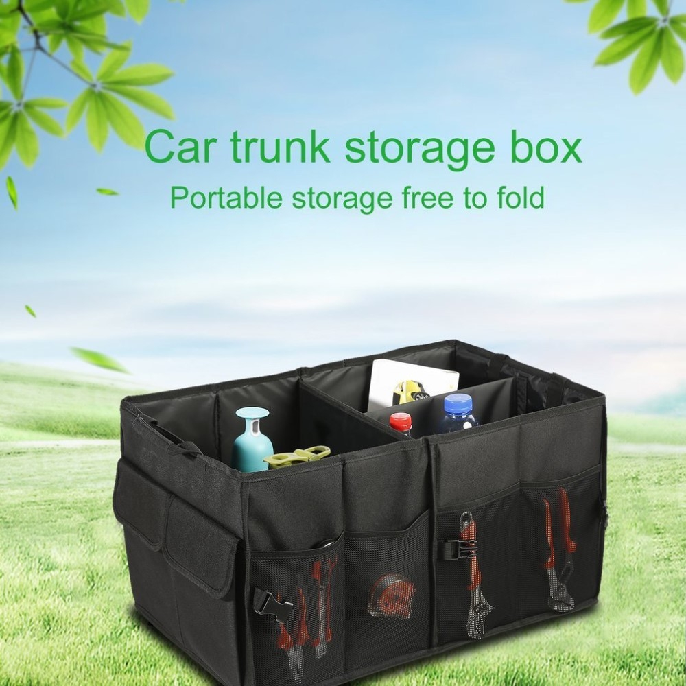 (56x40cm) Auto Kofferraumbox Organizer Tasche mit Tragegriffe - Schwarz