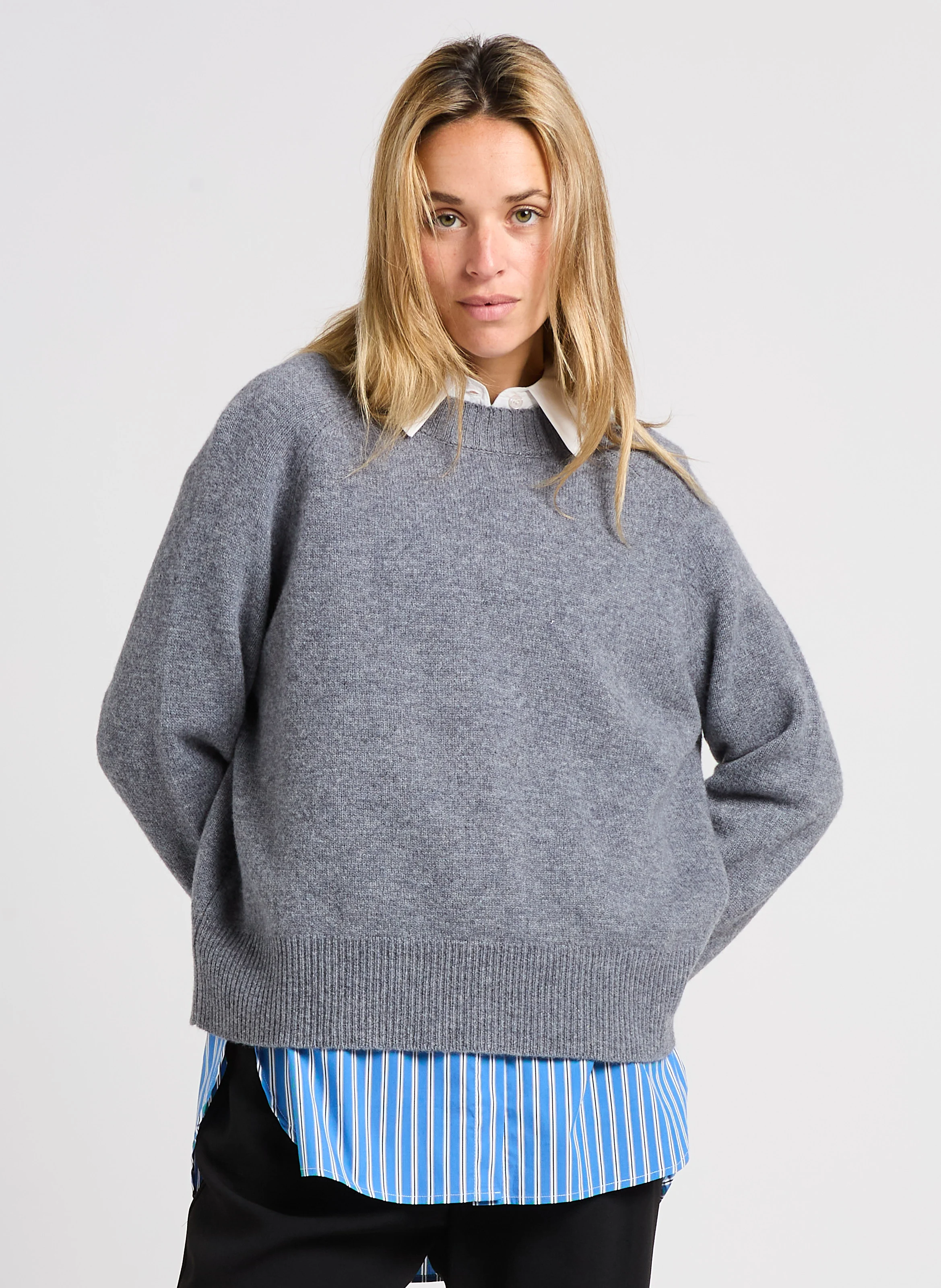 PAULVAR - Pull col rond en laine | Noir