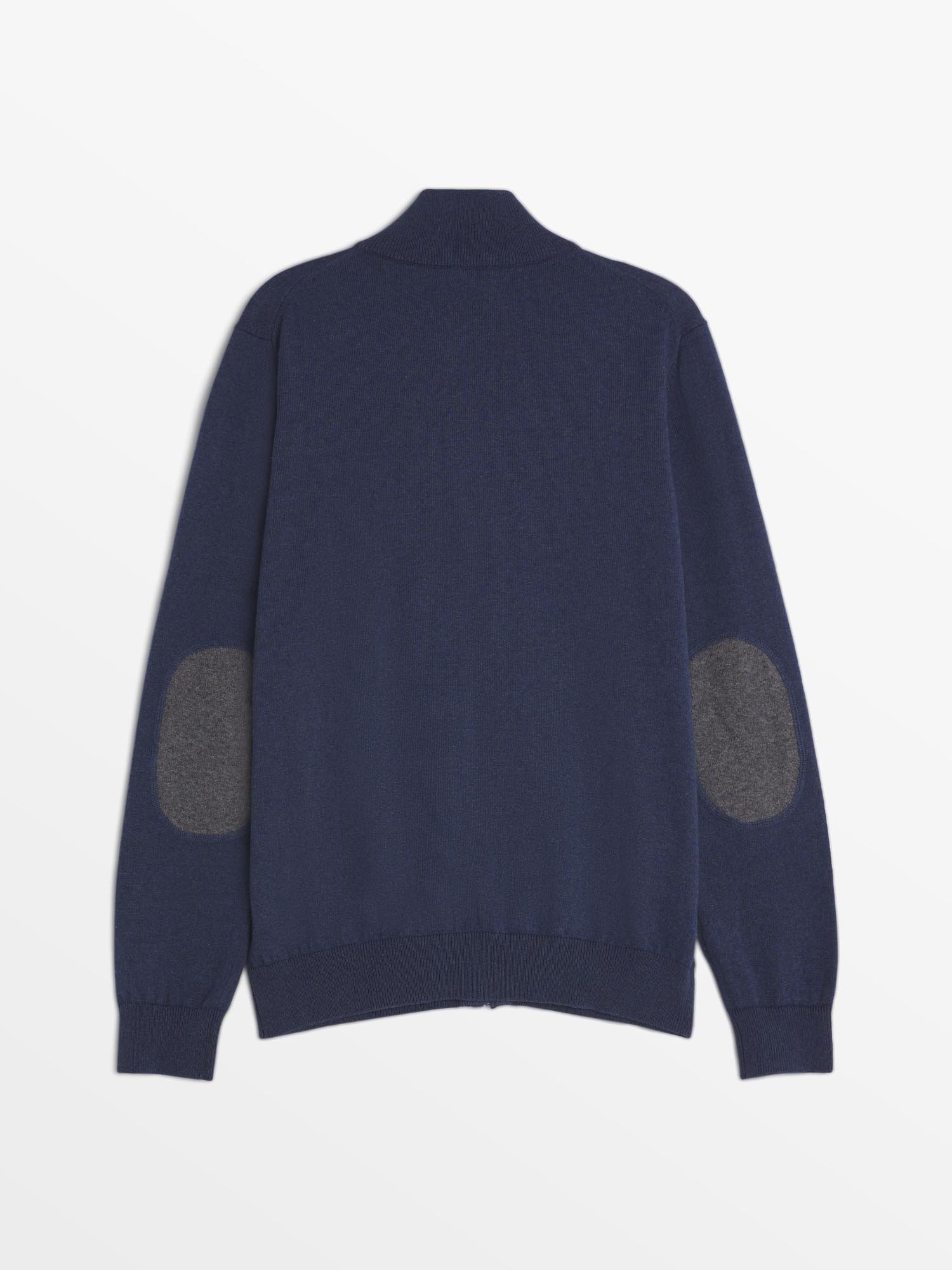 Gilet Homme Zippé Laine Coton Bleu