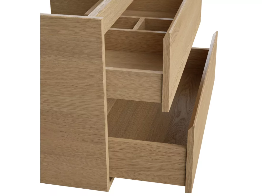 Meuble sous vasque suspendu - Placage chêne - 80 cm - MILIPAM