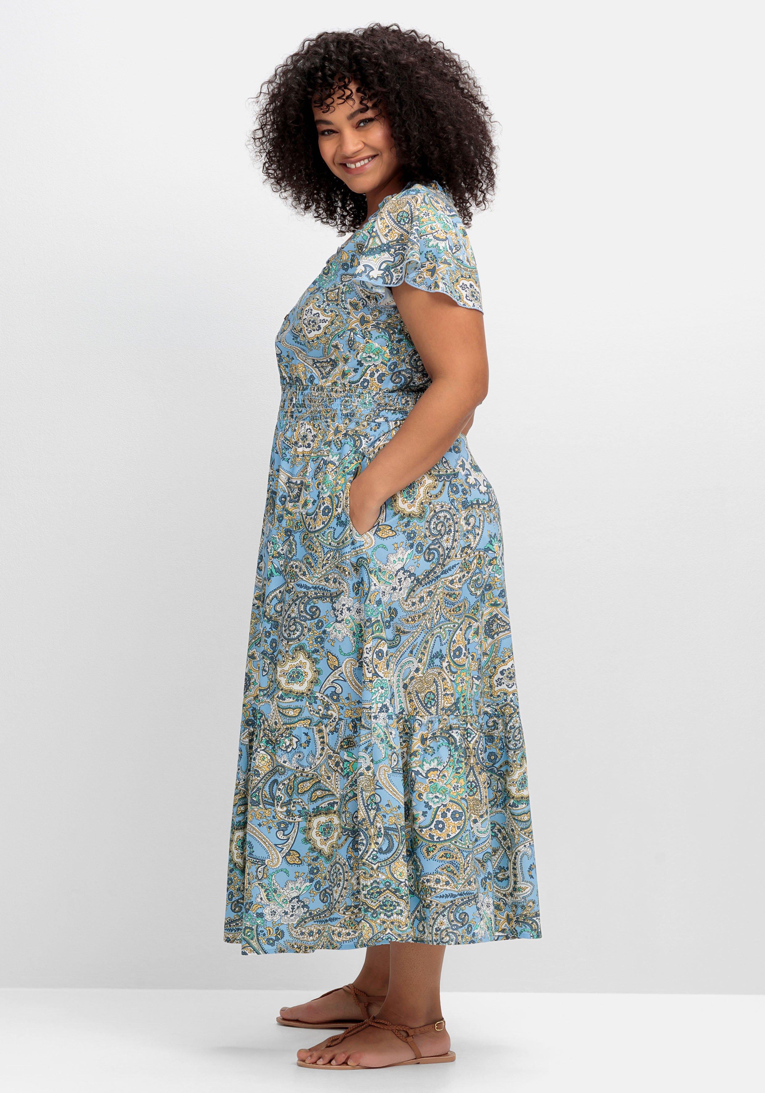 Maxikleid im Paisleymuster, mit Smokbund