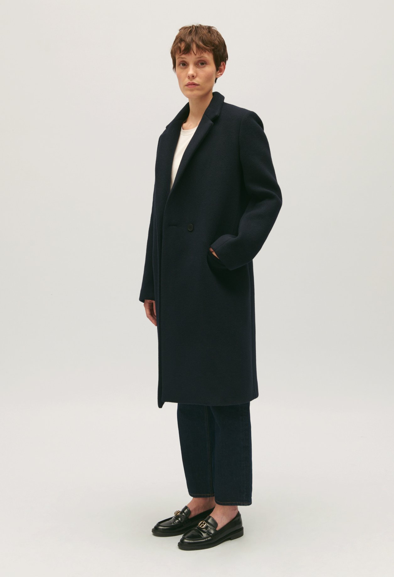 Manteau droit mi-long