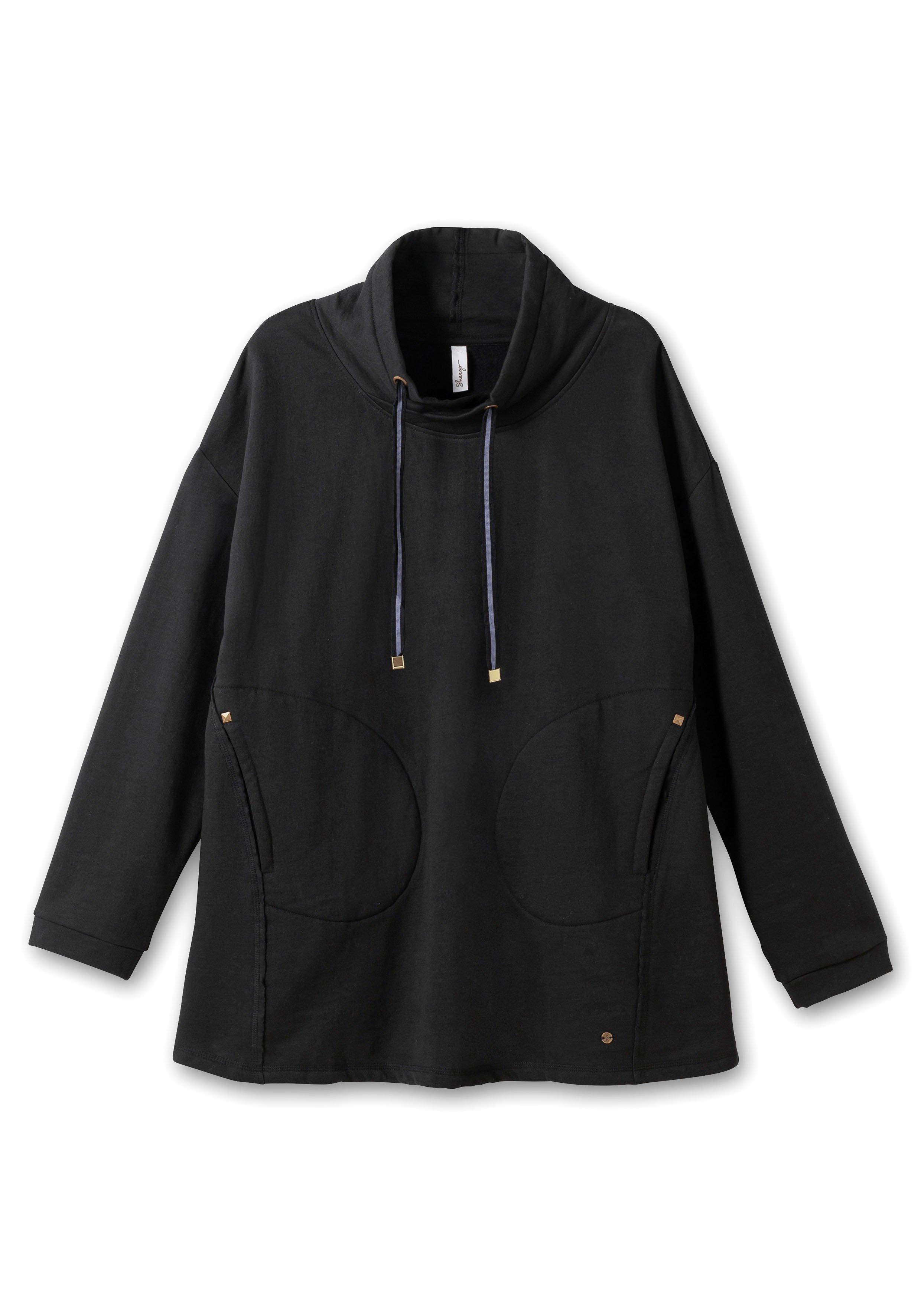 Sweatshirt in A-Linie, mit Taschen und Kragen