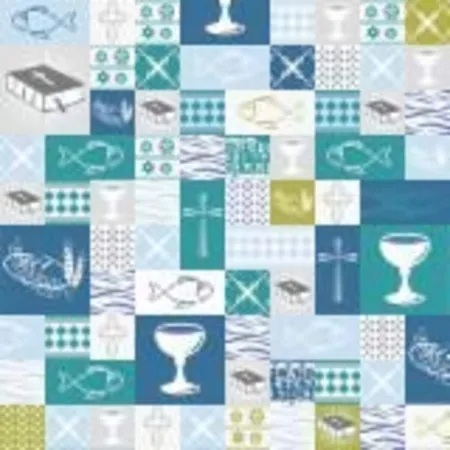 Heyda Motivkarton Kommunion-Konfirmation, Patchwork blau, A4
