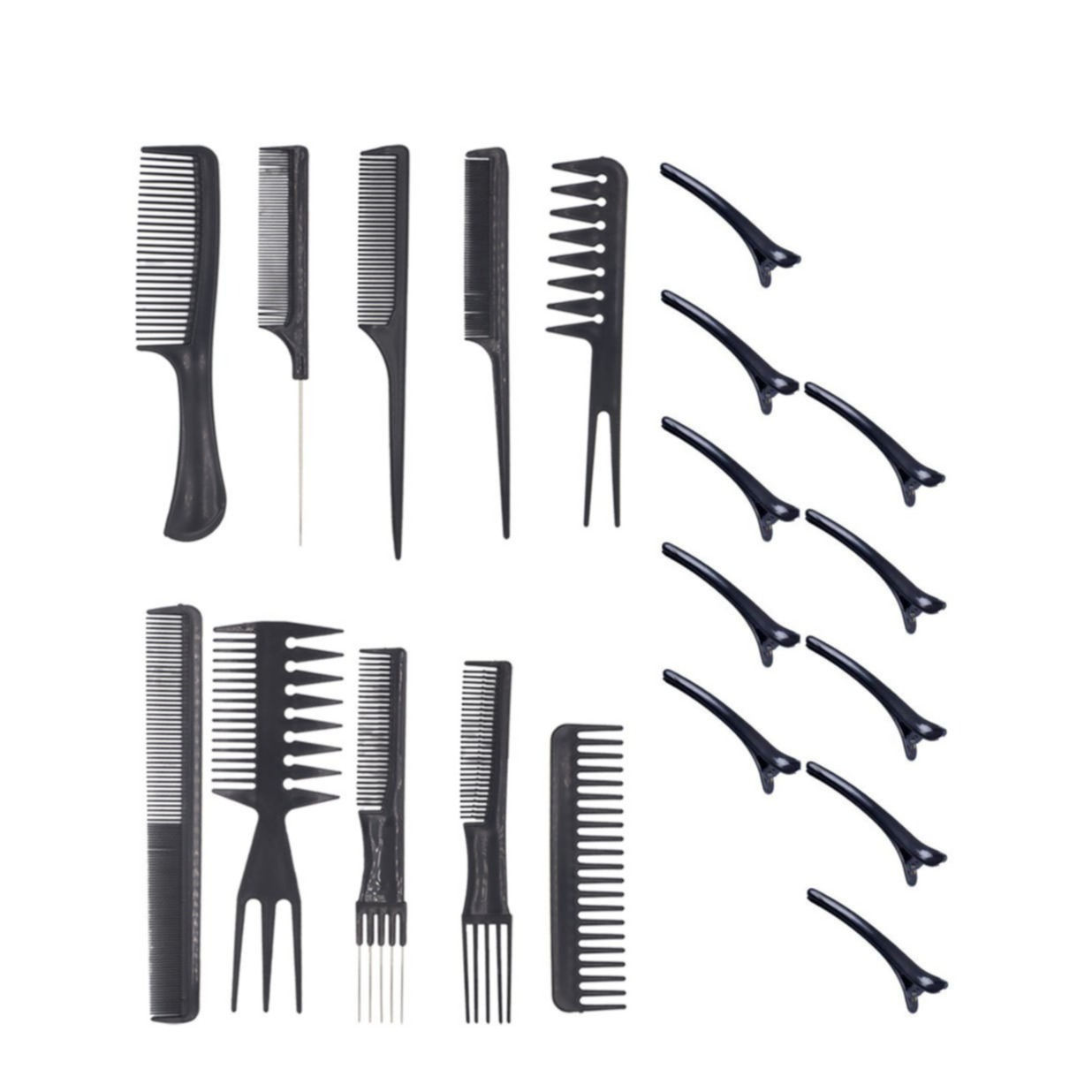 (20-tlg. Set) Antistatische Friseur Kämme Multifunktionales Haar Styling Kit - Schwarz