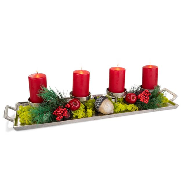 Adventskerzenhalter silber - ca. 63 x 19 x 6 cm