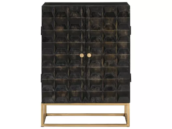 Buffet Noir 55x34x75 cm Bois massif de manguier et fer