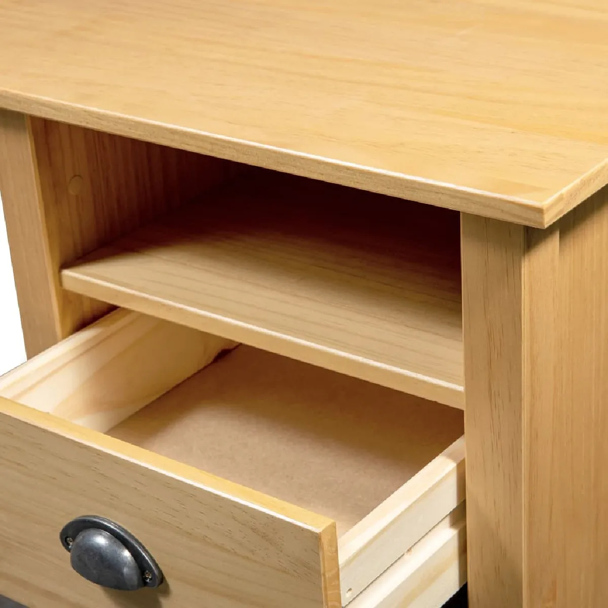 Bureau avec tiroirs Helloshop26 - Bois de Pin Solide Brun