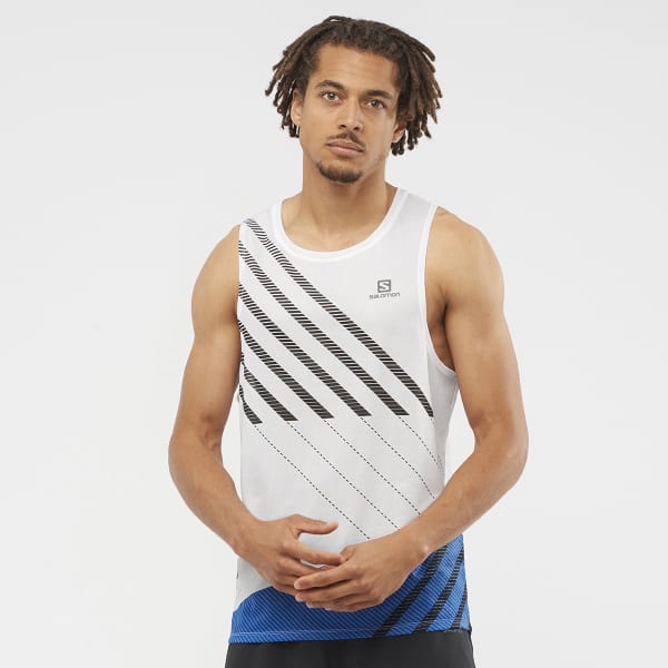 Débardeur trail SALOMON T SHIRT SENSE AERO SINGLET TANK M WHITE
