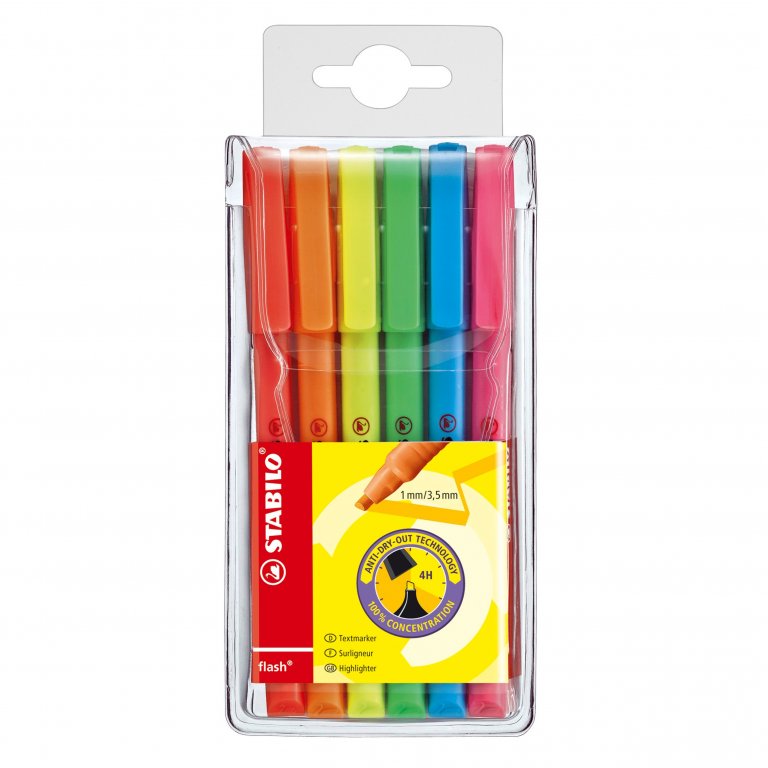 Stabilo Flash Textmarker, 6er-Set