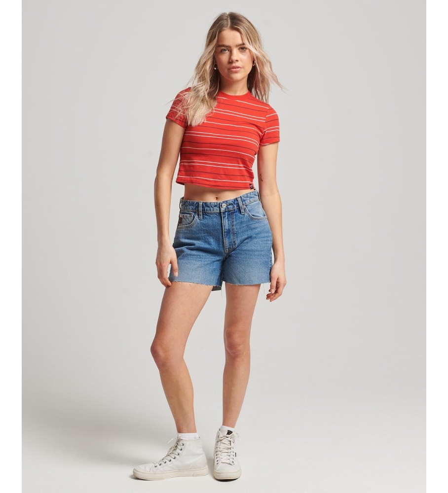 Shorts cropped de cintura média Superdry azul