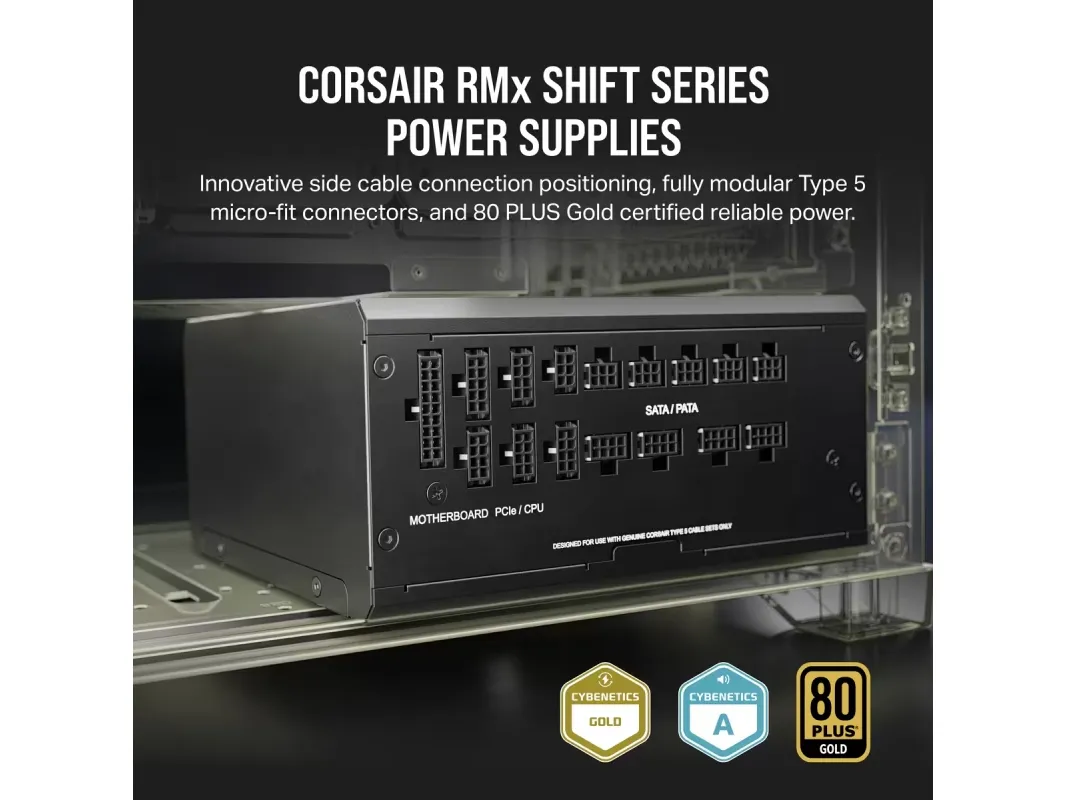 CORSAIR | RM1200x Shift - Strømforsyning (intern) - ATX12V / EPS12V - 80 PLUS Gold - AC 100-240 V - 1200 Watt - Europa