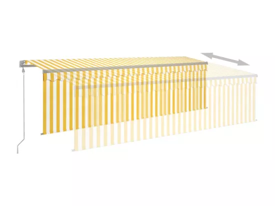 Auvent rétractable automatique avec store 5x3 m Jaune et blanc