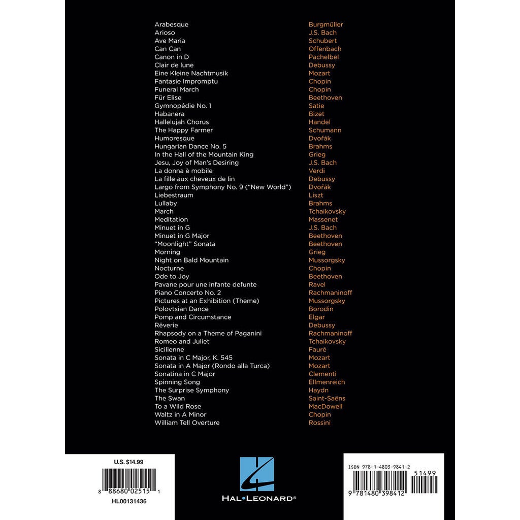 Hal Leonard First 50 Classical Pieces you should play on the piano