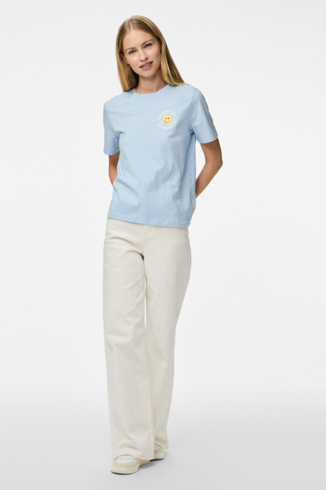 Pieces blauwe dames t-shirt