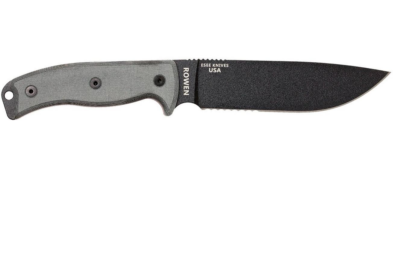ESEE Model 6 Serrated 6S survivalmes met bruine schede   riemclip