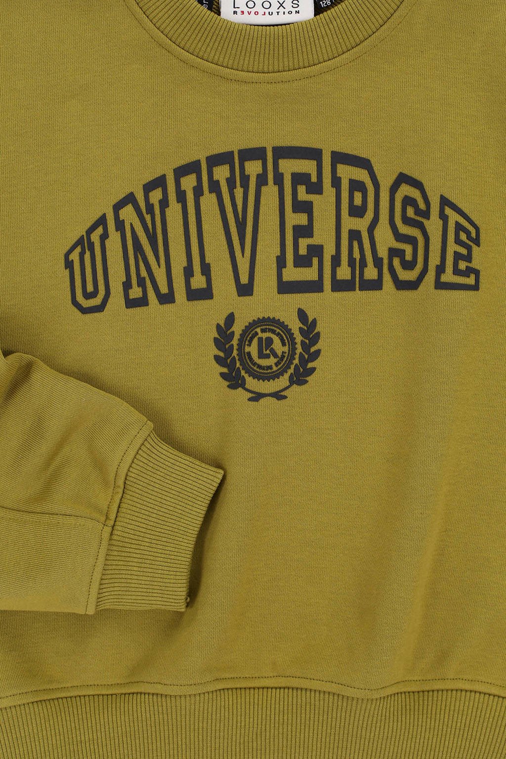LOOXS sweater met tekst mosgroen