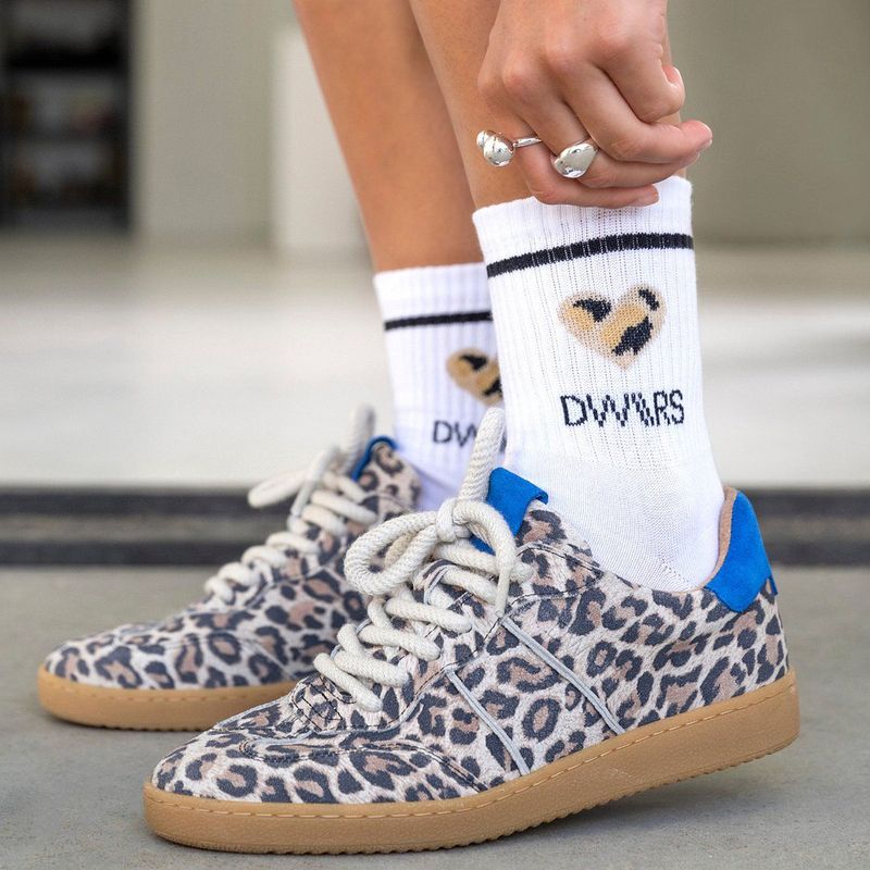 DWRS - Poona Leopard - Sneakers - Zand/Kobalt - Leer