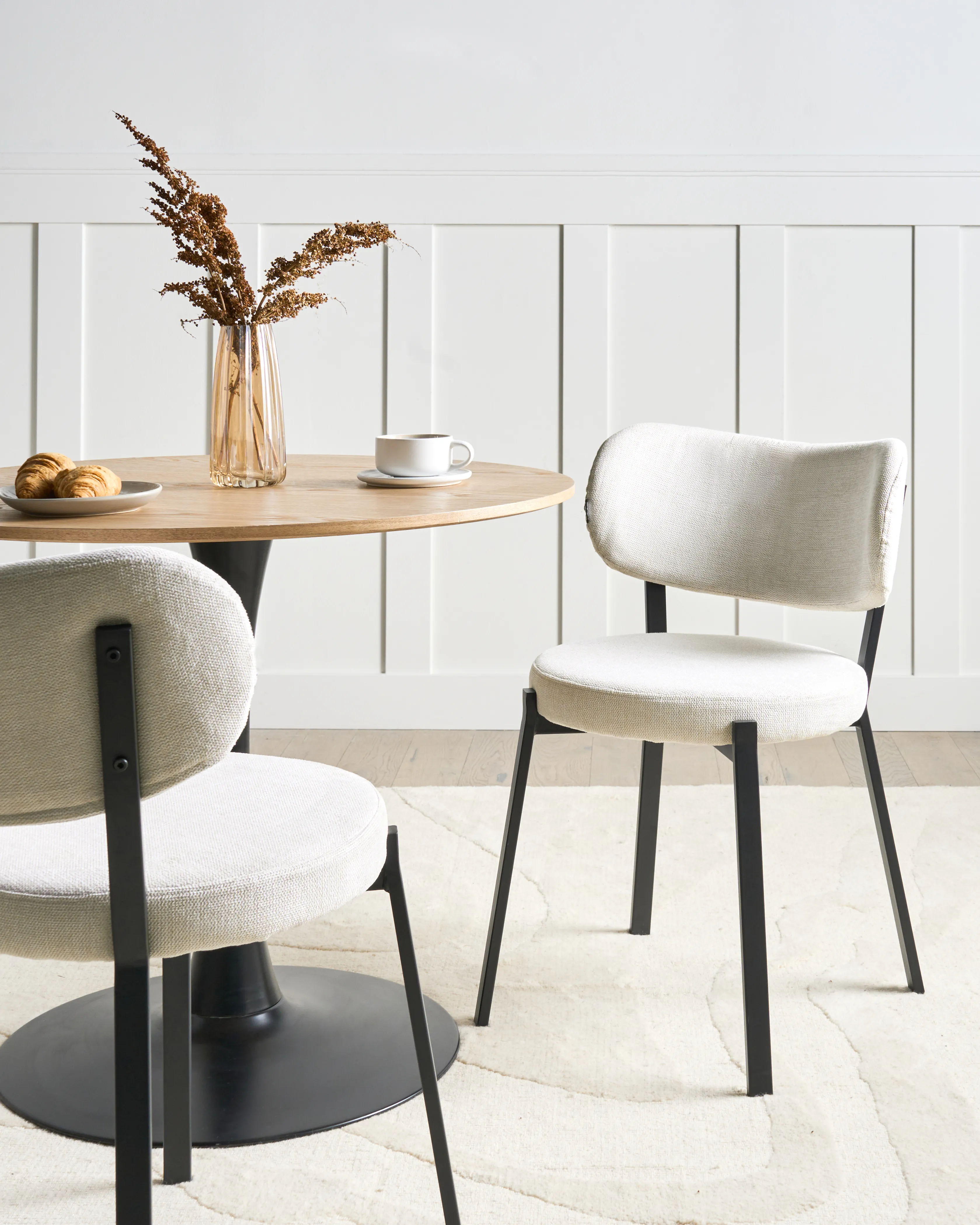 Set van 2 eetkamerstoelen BRONTE Stof Lichtbeige
