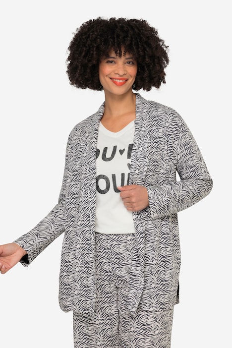 Kimono, Zebradruck, offene Form, weiter Langarm