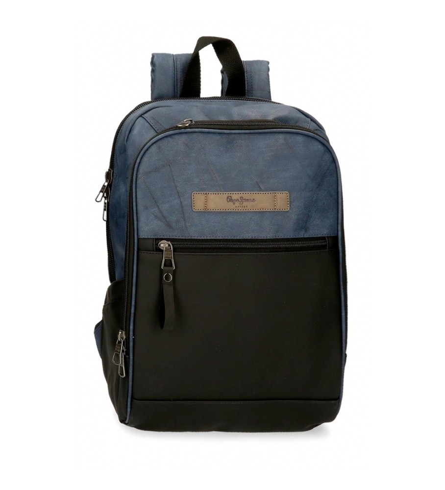 Mochila para computador Pepe Jeans Ocean com dois compartimentos, tamanho 12, preta.