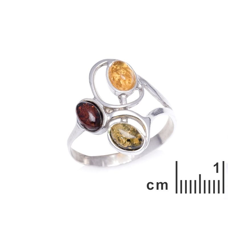 Bague argent 925 Ambre veritable de la mer Baltique