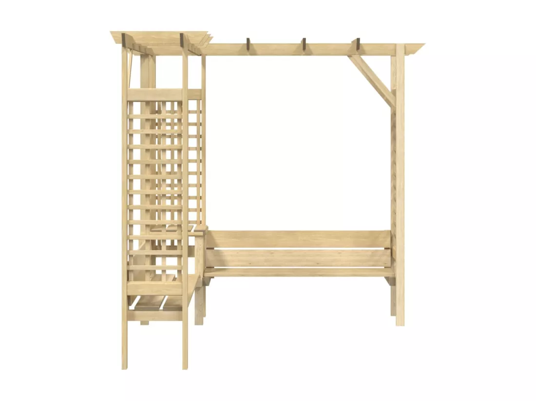 Pergola d'angle avec banc Bois de pin imprégné