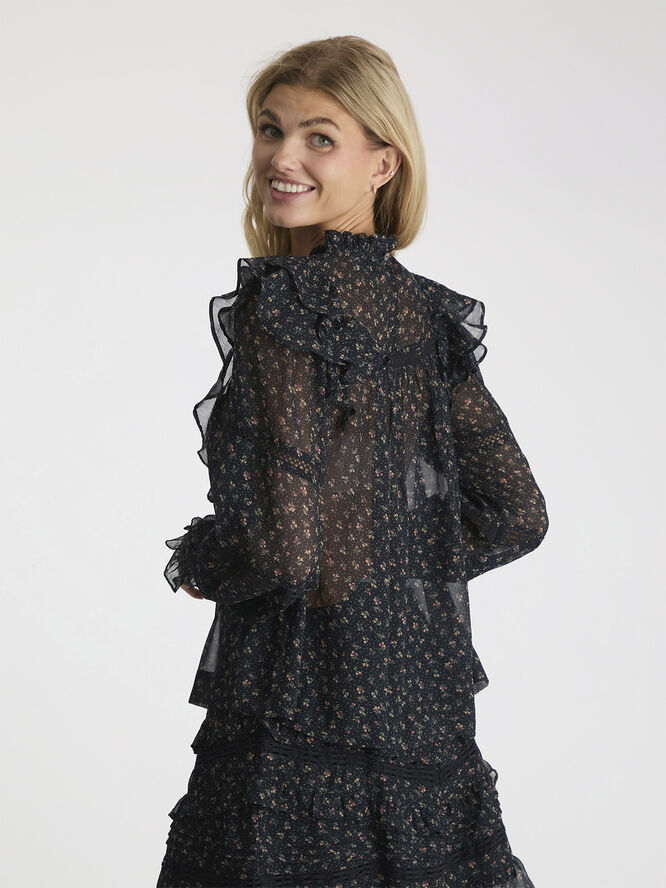 Neo Noir Sarna Mini Rose Blouse Black