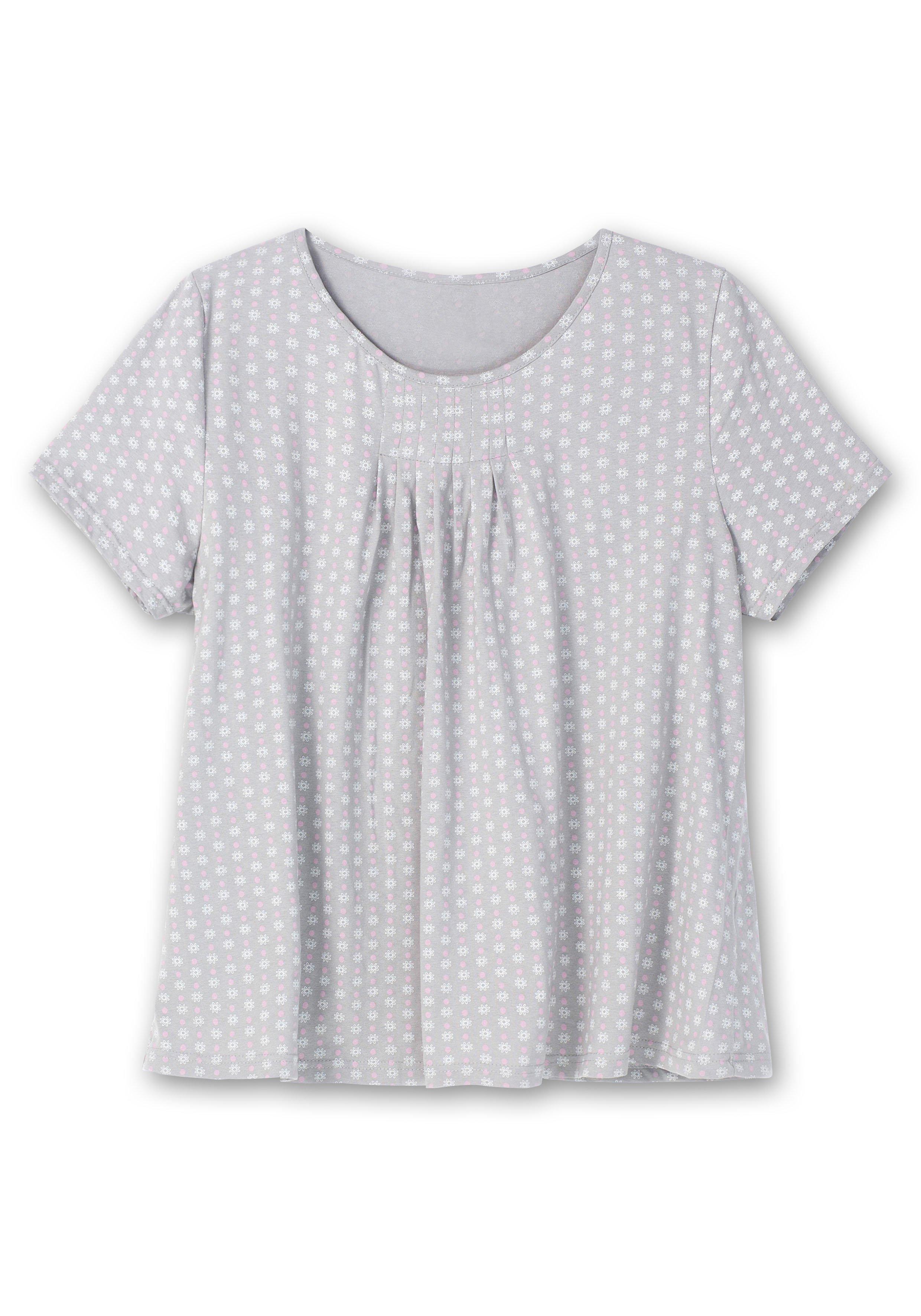 Shirt mit Falten am Ausschnitt und Minimalprint