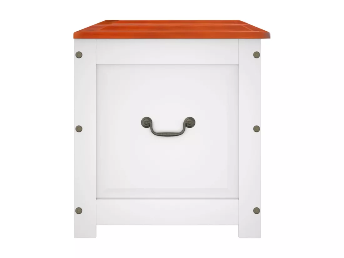 Coffre de rangement et couvercle marron et blanc bois d'acacia