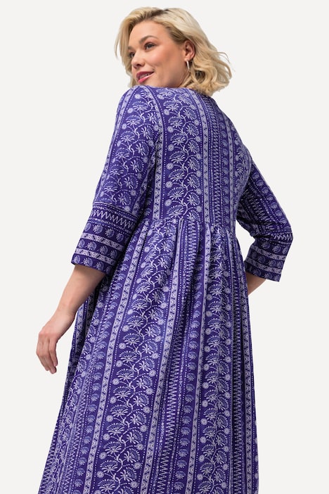 Jerseykleid, A-Linie, V-Ausschnitt, 3/4-Arm, Taschen