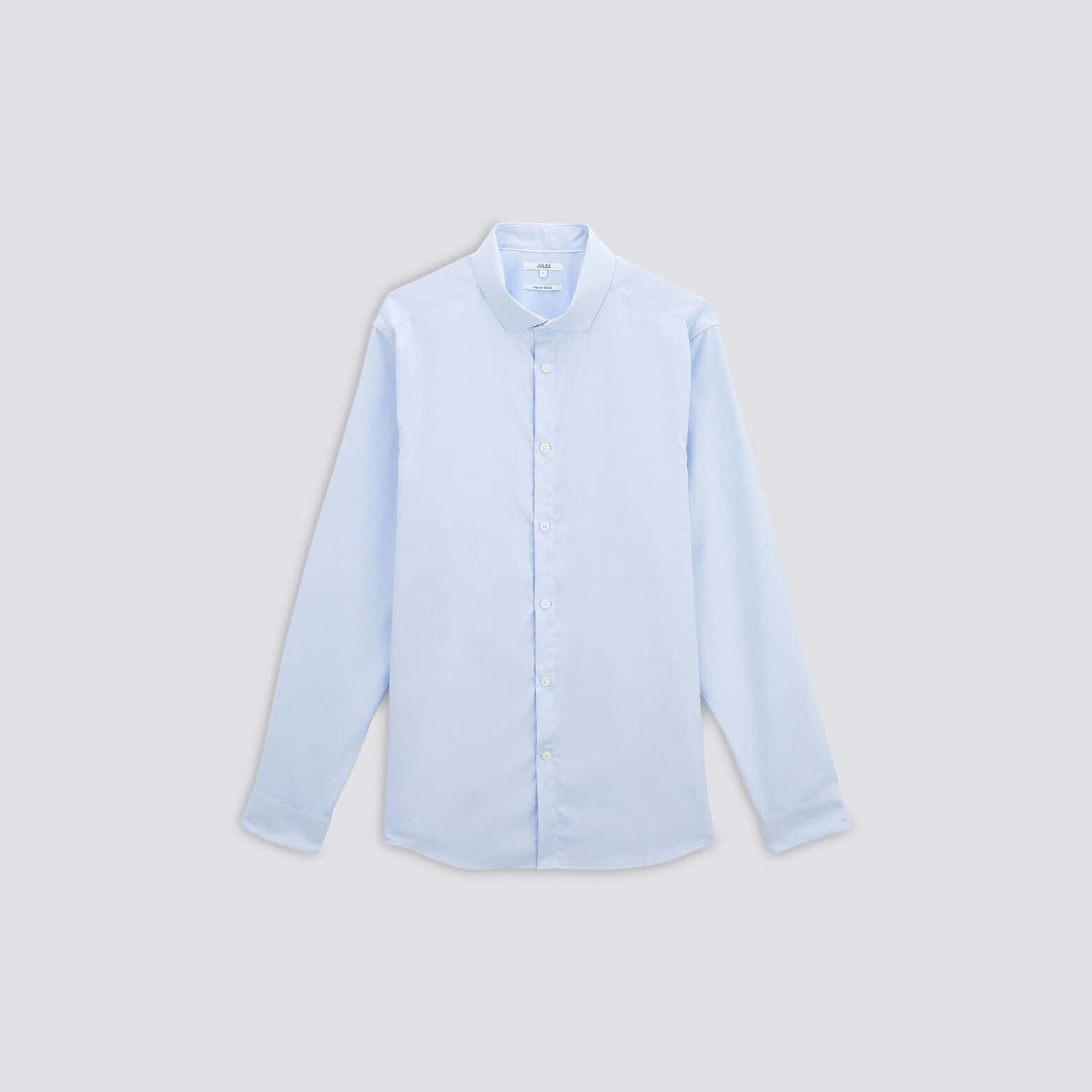 Chemise regular sans repassage unie coton Bleu Ciel