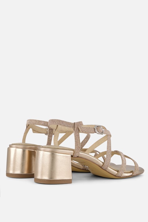 Tamaris Sandalen met hak goud Textiel