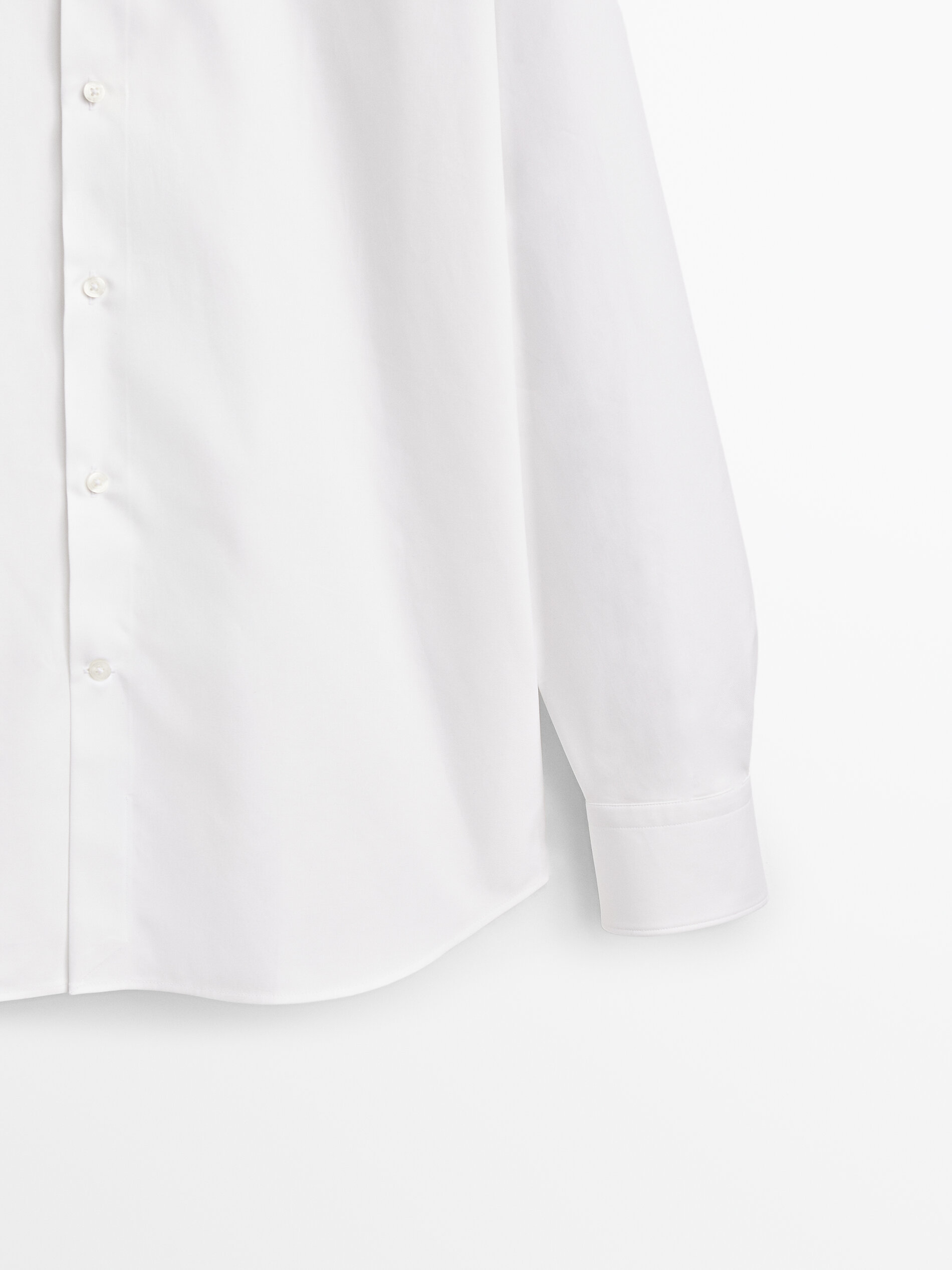 Camisa de sarja de algodão de corte justo - BRANCA