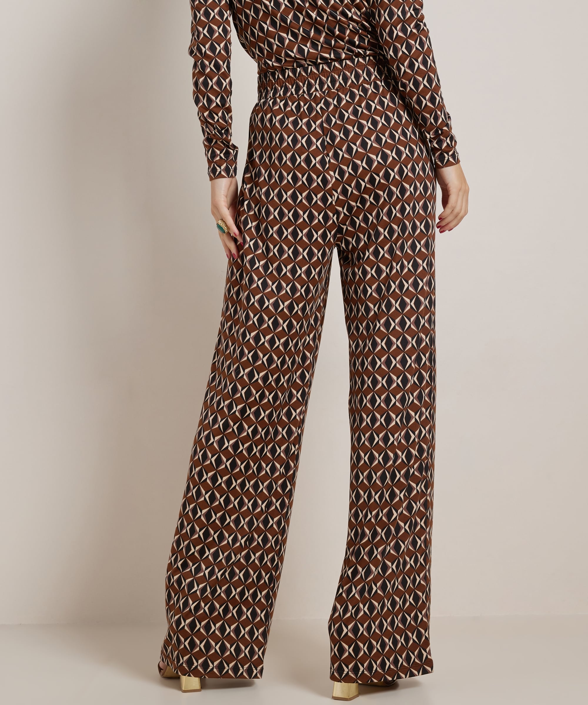 wide fit broek met all-over print