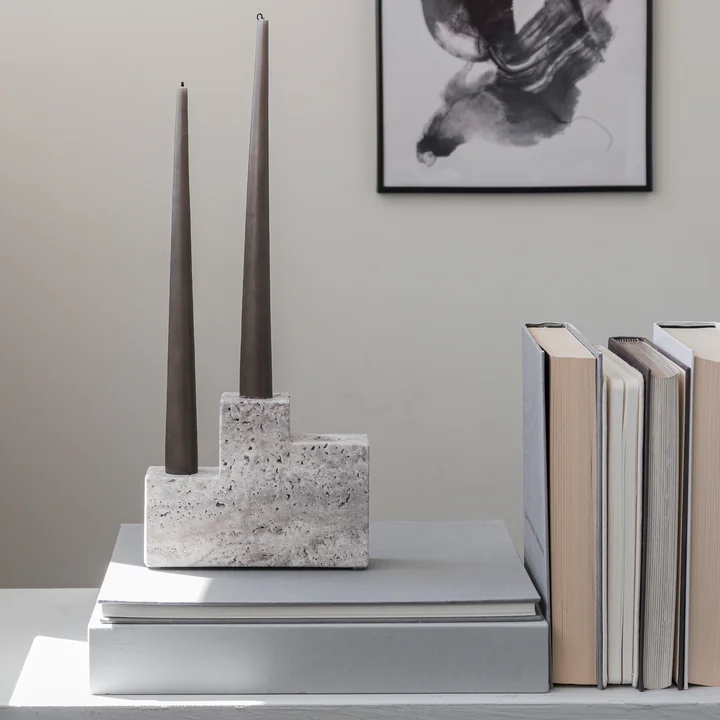 Mette Ditmer - Step Kerzenhalter, six Travertine leinen